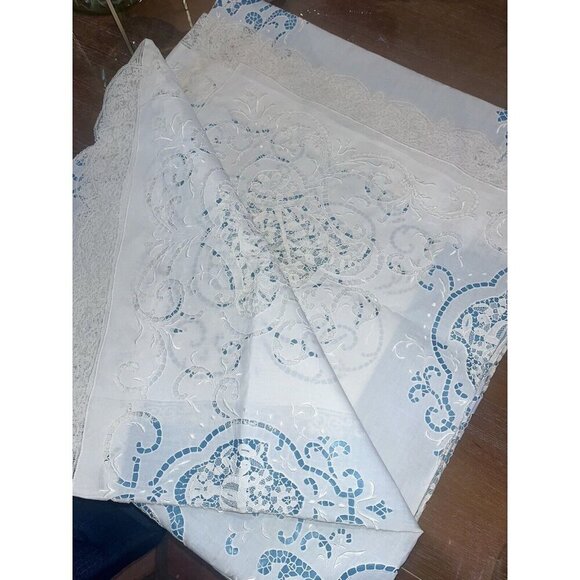 COPY - Vintage Crochet White Tablecloth 105x72 New - Picture 5 of 5